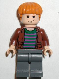 LEGO Minifigure-Ron Weasley, Brown Open Shirt and Striped Sweater-Harry Potter / Prisoner of Azkaban-HP058-Creative Brick Builders